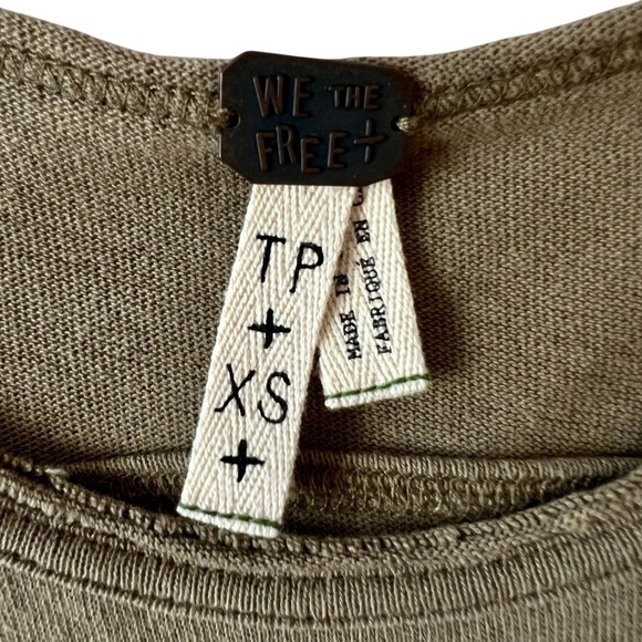 Free People, We The Free, Olive Green Asymmetrical Knit Top - Picture 4 of 7